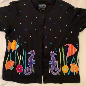Berek ocean sea life lightweight cardigan sweater….